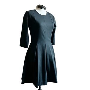 Black ponte knit fit and flare dress, size 2